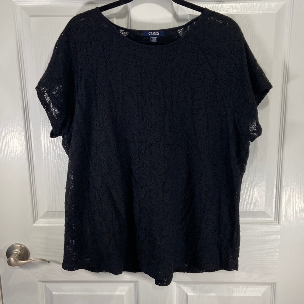 Chaps women’s plus black lace blouse . Size 2x